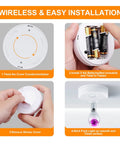 Installation steps for Cordless Indoor RGBW LED Spotlight Kit With Remote Control 13 Color Options Wireless Uplights