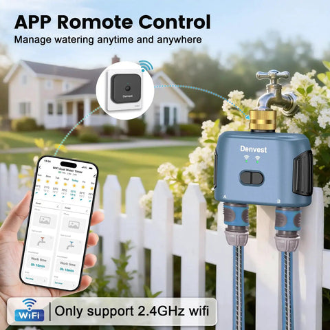 Smart WiFi Garden Hose Timer With Hub And App Control For Yard And Lawn Watering, Voice Control, Up To Twenty Watering Plans