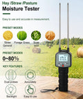 Hay Moisture Tester With Long Probe, Portable bale meter with dual stainless steel probes and digital display