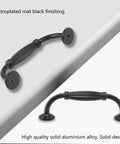 Black Cabinet Handles Set, 3 3/4 Inch Hole Center (96mm), 115mm Overall Length, aluminum alloy, matte black finish