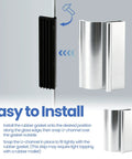 Installation guide for Sleek Chrome Shower Door Pull Handle For Frameless Sliding Glass Panels with rubber gasket and U-channel.