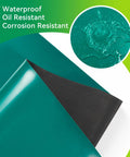 Front view of NestChic ESD rubber soldering mat, 23.7 x 118 in, green top with black underside.