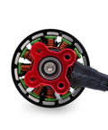 Close-up view of S2810 980KV Brushless RC Motor For FPV Racing Drones With 5mm Shaft and high purity copper windings.