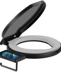 Total Game Changer Camp Toilet Seat With Ultra Plush Cushion And Secure Swivel Lid Fits Standard 5 Gallon Bucket with TP rack.