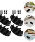 Four black nylon boat cleats with screws for kayaks and canoes; marine-grade deck mooring hardware