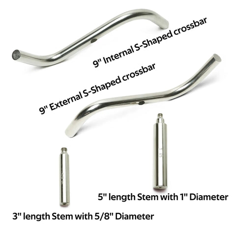 Stainless Steel S Shaped Tool Rest Set For Woodturning Lathe Bowls With 9 Inch Internal Crossbar 9 Inch External Crossbar 3 Inch Stem Five Eighths Inch Diameter And 5 Inch Stem For Stable Turning