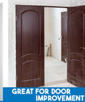 Tough As Nails 83 Inch Continuous Piano Hinge Heavy Duty Anodized Aluminum Full Length Door Hardware with 38 Screws showing installation.