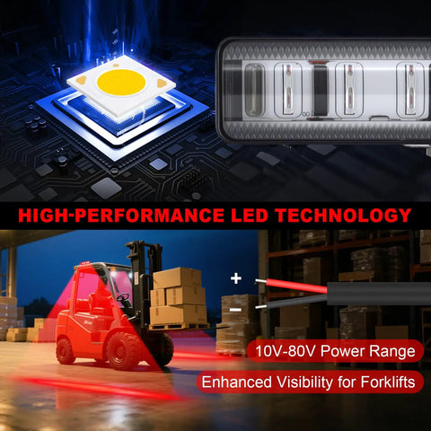 Real Deal Red LED Forklift Safety Lights With IP67 Waterproof Aluminum Housing 4 Pack Warning Beacons For AGV Trucks And Warehouse Floor Marking Toolbox Essentials
