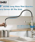 Hands Free Touchless Kitchen Faucet With Pull Down Sprayer, Motion Sensor, single handle in brushed nickel finish over sink