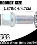 M14x1.5 Wheel Lug Bolts 27mm Shank Ball Seat Chrome 8.8 Grade Alloy Steel 17mm Hex For Wheel Studs Replacement Pack Of 6 Fit Audi Skoda VW Cars Durable Precision Fit Design For Easy Installation And Long Lasting Service. Product size shown, 1.87 inch long bolt