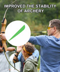 Archer using bow with 60 Pack 3 Inch TPU Plastic Arrow Fletchings Vanes, highlighting durability and ease of reuse.