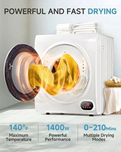 No Sweat Portable Cordless Washer Dryer Combo With Rechargeable Spin Cycle And Big Led Display For Family Laundry Cleaning Heavy Duty Compact Appliance showing rapid drying with yellow fabric.