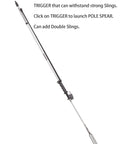 Travel-Ready Glass-Fiber Hawaiian Sling With 3-Piece Modular Poles featuring extensions and 3-prong tip shown vertically.