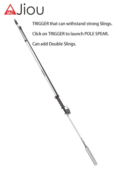 Travel-Ready Glass-Fiber Hawaiian Sling With 3-Piece Modular Poles featuring extensions and 3-prong tip shown vertically.