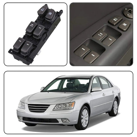 Power Window Switch Button for Front Left Driver Side Fits 2009 2010 Hyundai Sonata Replace OE 93570-3K600 shown with car