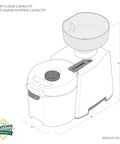 Diagram of Beefy 1200W High Speed Electric Grain Mill For Fresh Flour Compact Impact Grinder With Stainless Steel Milling Heads