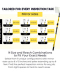 Telescoping Inspection Mirror With Fiberglass Pole Lightweight And Durable Pro Grade Tool For Reaching Tight Spots From Four To Eight Feet Eight By Ten Inch Acrylic Mirror For Vehicles Tanks And Utilities. 8x10 in mirror and pole length chart