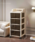 Multitasking Rolling Storage Cart With Sturdy Plastic Drawers And Smooth Gliding Swivel Wheels beside a couch, measuring 73.3cm tall.