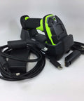 Hardcore Rugged Cordless Barcode Scanner Kit Built For The Grind With Direct Part Marking And Bluetooth 2D 1D Imager Includes Charging Cradle and cables.