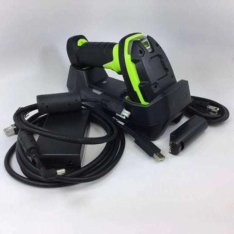 Hardcore Rugged Cordless Barcode Scanner Kit Built For The Grind With Direct Part Marking And Bluetooth 2D 1D Imager Includes Charging Cradle and cables.