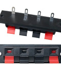 4 Pack Large Size Spring Push Speaker Terminal Block For No Fuss Wiring, red and black polarity, durable 100V 1.5A load.