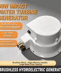 Portable 50W Micro Hydro Generator For Off Grid Power 1 To 60V Brushless Turbine showing white water turbine with features