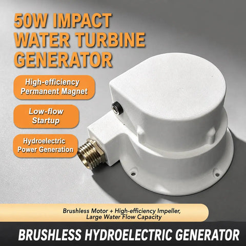 Portable 50W Micro Hydro Generator For Off Grid Power 1 To 60V Brushless Turbine showing white water turbine with features