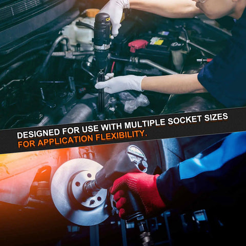 Six-Piece Impact Driver Socket Adapter Extension Set in use for automotive and power drill applications, silver yellow.