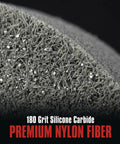 Close-up of 8 Inch Nylon Fiber Buffing Wheel Extra Thick 180 Grit Silicone Carbide Burnishing Wheel texture.