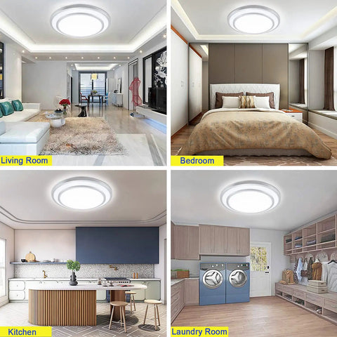 48W Dimmable LED Flush Mount Ceiling Light With Remote, 20 Inch Close To Ceiling Fixture in living room, bedroom, kitchen, laundry