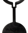 Heavy Duty Fluid Reservoir Cap For Peterbilt Trucks Direct Replacement Washer Fluid Cap with ring attachment, front view.