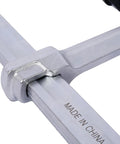 Close-up of Heavy Duty F Clamp With Removable Swivel Pads And Deep 8 Inch Jaw for welding and woodworking projects.
