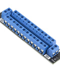 2x12 Terminal Block Distribution Module Breakout Board For AC And DC Power, 15 Amp Screw Terminal, 5.0mm Pitch, Accepts 26 AWG To 12 AWG Wire, Black, Dual Pack, Expandable For DIY Electronics Projects, blue screw terminal board