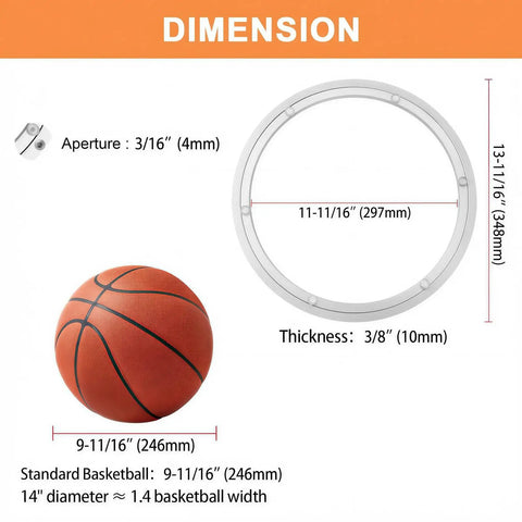 14 Inch Lazy Susan Hardware Aluminum Bearing Kit dimensions with basketball for scale