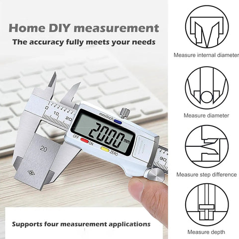 Six Inch Digital Caliper Stainless Steel Measuring Tool With Large LCD Screen Electronic Vernier Caliper Inch And Millimeter Conversion