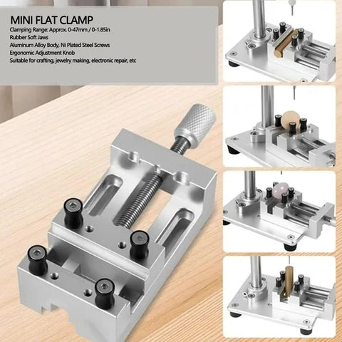 Mini Vise For Jewelry And Model Making, CNC Aluminum Alloy Bench Clamp, Precision Small Part Holder With 0 To 47 Mm Range, Flat Base Mounting, Pro Grade Crafting Tool For Enthusiasts And Professionals, 6061 aluminum alloy bench vise