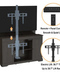 Hidden Motorized TV Lift Cabinet For 55 To 65 Inch Televisions With Storage And Remote Control In A Slick Modern Walnut Finish