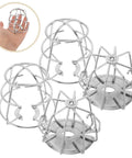 Set Of Four Stainless Steel Fire Sprinkler Cage Guards For Half Inch Heads Heavy Duty Anti Collision Shields shown in hand.