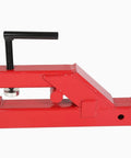 Beefy Clamp On Trailer Hitch For 2 Inch Receivers, Heavy Duty Bucket Lip Clamp Mount, Red, Side View
