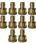 10 Piece PEX Expansion Adapter Set One Half Inch PEX A To One Half Inch Female NPT F1960 Certified brass adapters