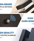 Dusk To Dawn Sensor Outdoor Wall Light Up Down Exterior Fixture Waterproof Black Aluminum Housing detail of materials and sensor