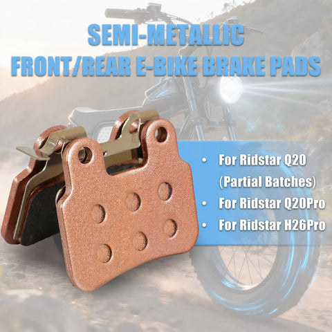 2 Pair Semi-Metallic Brake Pads For Ridstar Q20 Ebikes with bicycle background
