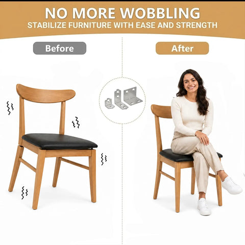 Comparison of chair stability with Heavy Duty L Shaped Corner Brackets Set With Three Sizes Built Tough Metal Includes 80 Screws