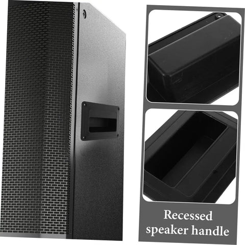 Pair Of Heavy Duty Recessed Speaker Handles In Matte Black Abs With A Rock Solid Side Pull Grip Built Like A Tank For Safely Hauling Stage Gear Quick Drop Install On Any Pro Audio Enclosure