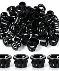 Pack Of 50 Tough Plastic Grommets For Wiring One Half Inch Holes Black Snap Bushing With One Half Inch Mounting Diameter For Cables Up To Three Eighths Inch And Smaller, Cable Protection And Easy Snap Fit, black ABS grommets