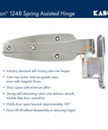 Built Tough Spring Assisted Hinge Pack Of Two With Flush Offset Design And High Lift Cam Kills Air Resistance On Heavy Walk In Doors showing chrome finish and cam-rise technology.