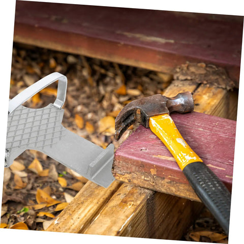Heavy Duty Furniture Lifter That Makes Moving Day A Complete Piece Of Cake Without Making You Break A Sweat For Easily Hoisting Doors Windows And Drywall Panels With Non Slip Traction, alongside a hammer on wood.