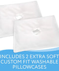 Firm Memory Foam Pillow With Ear Hole For Side Sleepers, 14 By 19 Inches, White, with two extra soft washable pillowcases