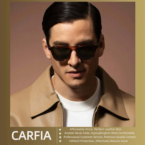 Retro Sunglasses For Men With Polarized UV400 Protection Handcrafted Acetate 60s Style Square Cool Sun Glasses For Everyday Wear