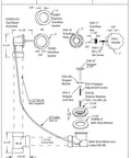 Heavy Duty Abs Bath Drain Trim Kit Featuring Cable Driven Pop Up Stopper With Rotary Overflow Knob specifications diagram including components and dimensions.
